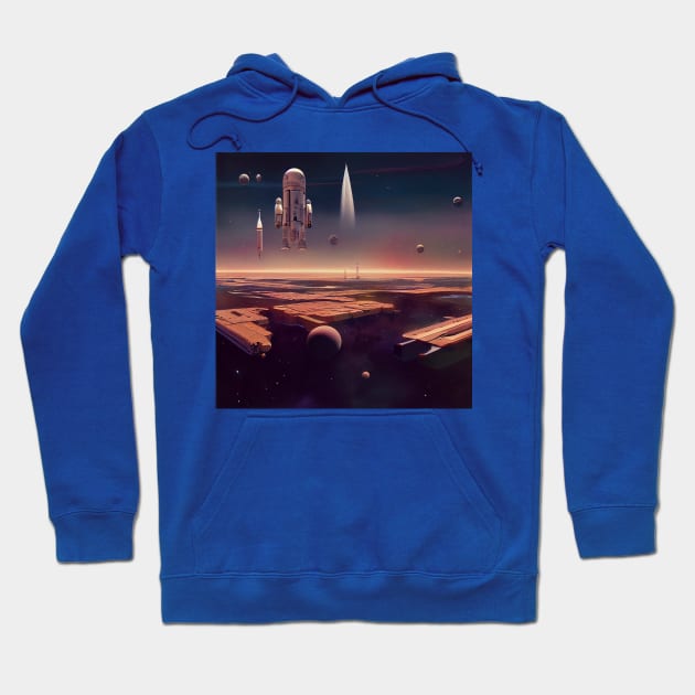 Interplanetary Spaceport Hoodie by Grassroots Green